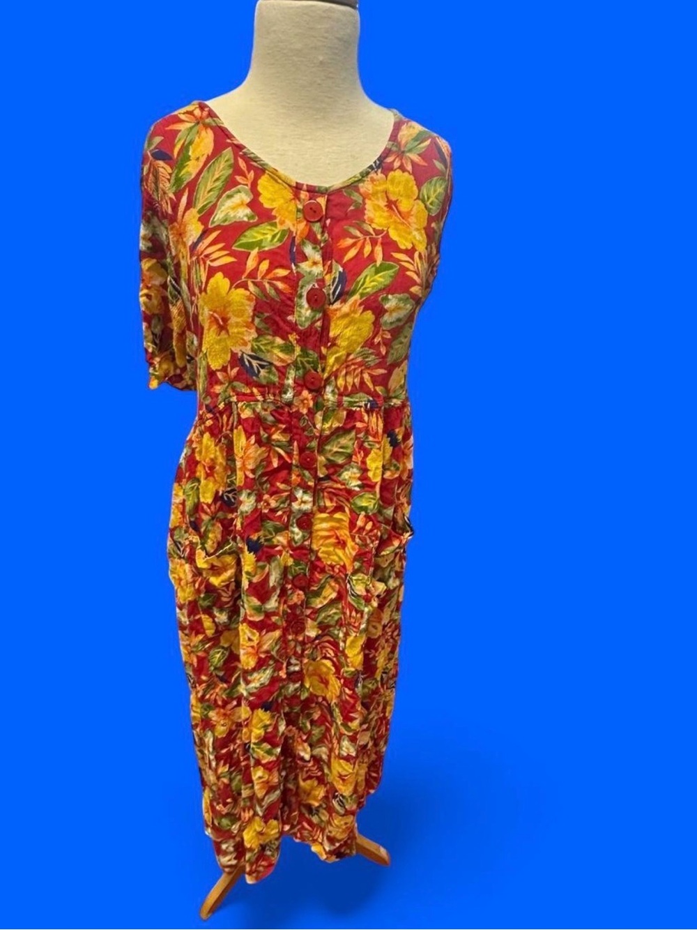 Cabernet Red Floral Button-Front maxi Dress